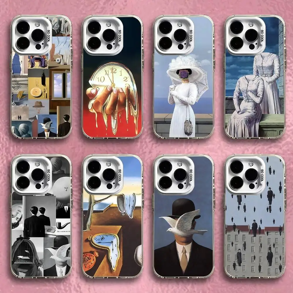 

R-Rene M-Magritte Art Phone Case For iPhone 16,15,14,13,12,11,Pro,Max,Plus,Mini,SE White Candy Matte Shockproof Cover