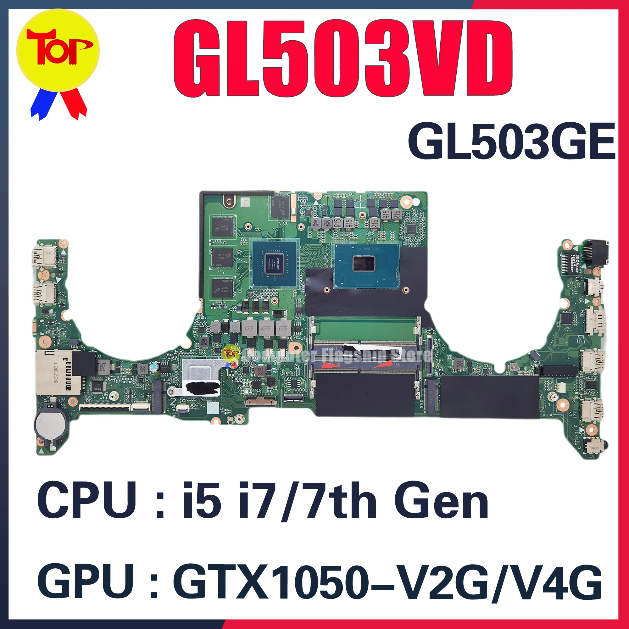 

KEFU FX63VD Mainboard For ASUS GL503VD FX503VD ZX63V S5A FZ63VD GL503VE Laptop Motherboard i5 i7 GTX1050 GTX1050Ti V4G/V2G