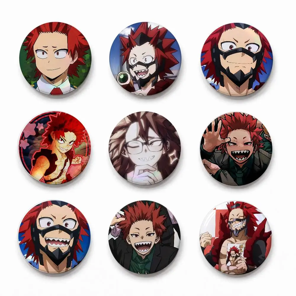 A-Eijiro Kirishima Mixed Theme Round Button Badge Set Anime Cartoon Music Game Fashion Pins For Bags Clothes Accessories
