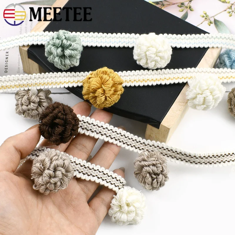 2/5Meters 6cm Pom Pom Ball Fringe Trim Colored Lace Ribbon for Curtain Dress Garment Bag Hat Wedding Decor Sewing Project Use