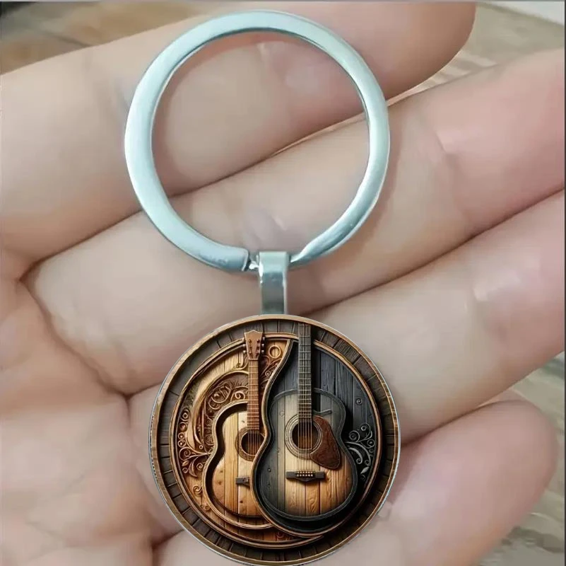 

Vintage Guitar Keychain - Elegant Black Zinc Alloy, Music-Themed Accessory for Men & Women - Perfect Gift for Music Enthusiasts