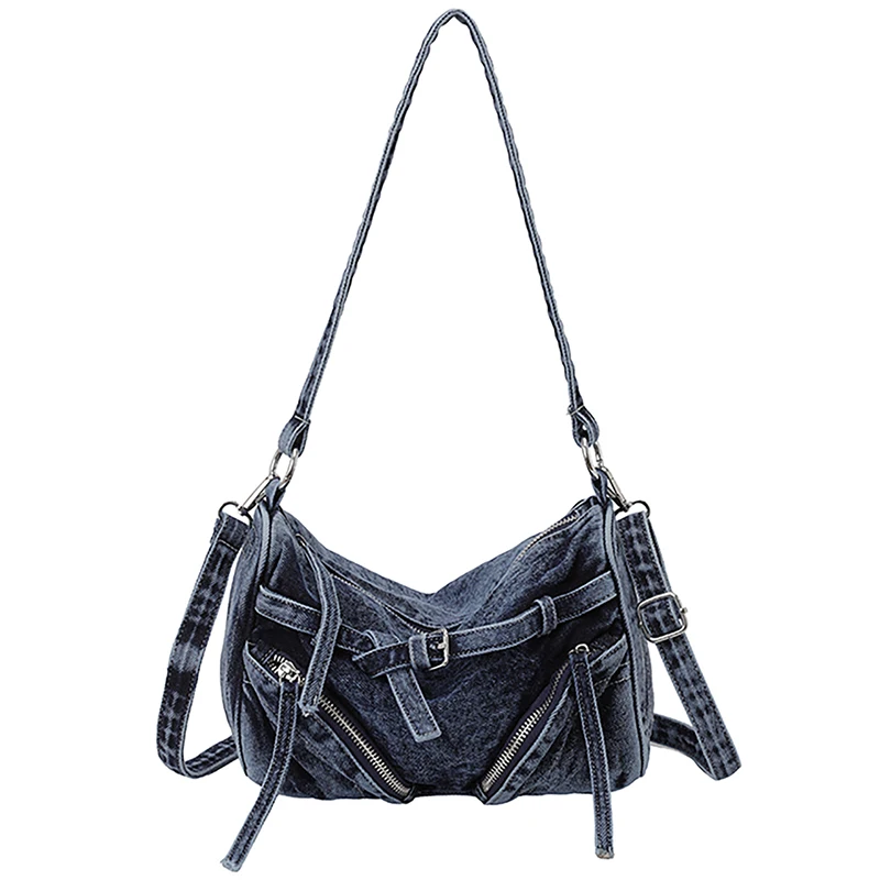 High Quality Women Denim Shoulder Bag Casual Female Zipper Handbags Crossbody Bags for Women Fashion Ladies Solid Messenger Bag