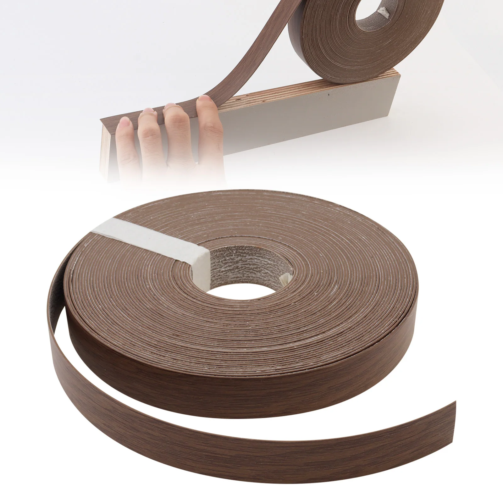 3m 7.6m 15.2m Dark Wood Grain Hot Melt Adhesive PVC Edge Banding Pre-glued Veneer Edging for Plywood Table / Cabinet