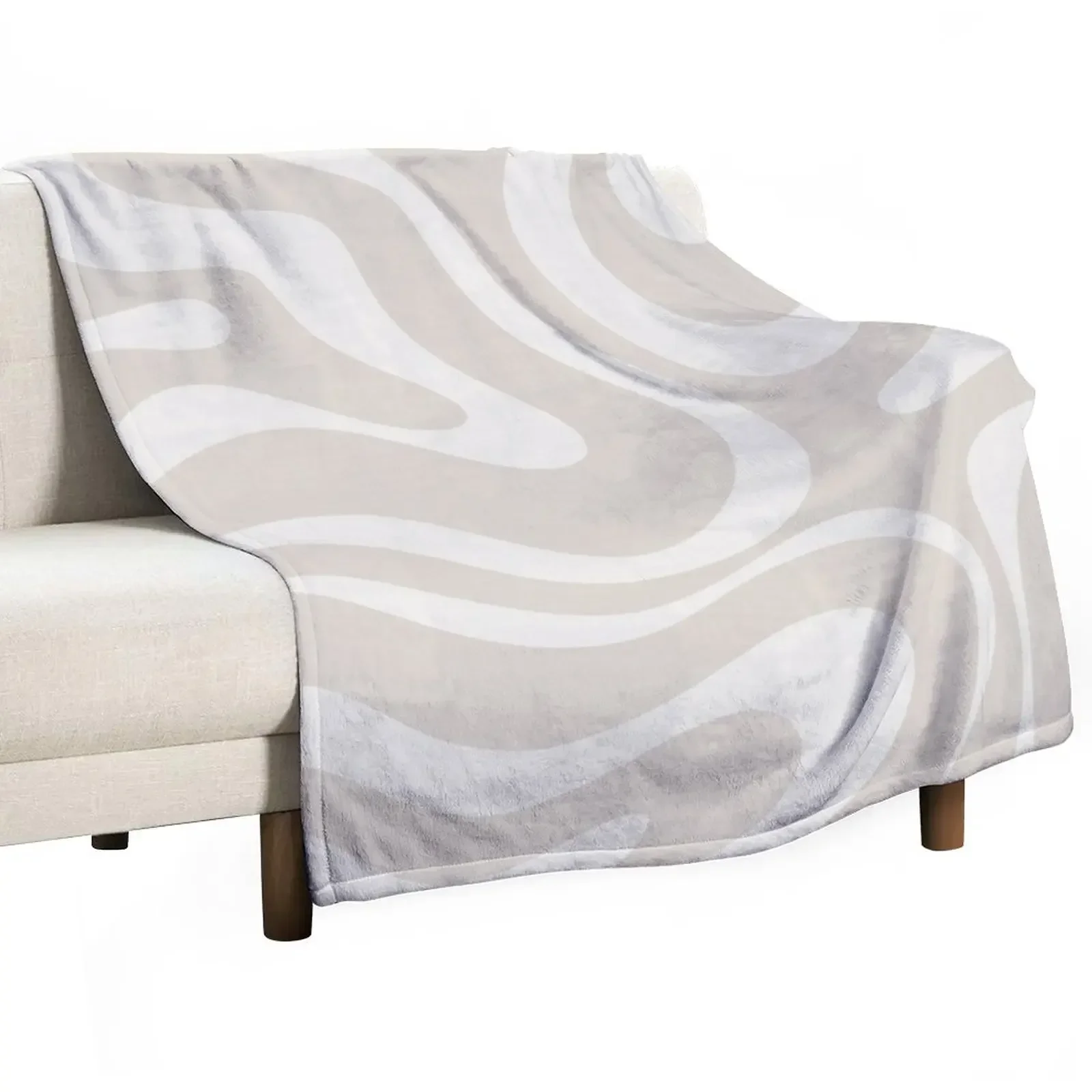 Liquid Swirl Modern Abstract Pattern in Light Mushroom Beige and Pale Cream Throw Blanket Loose Hair Blankets