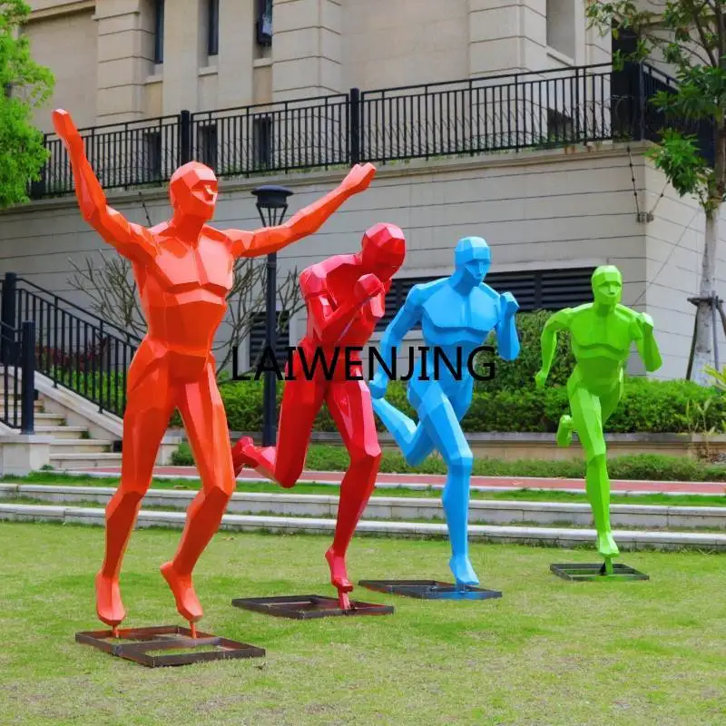 

SGF football fiberglass sculpture geometric sports running figure decorative ornament
