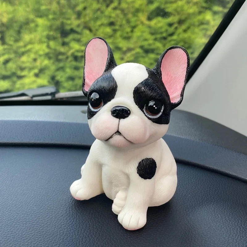 French Bulldog Car Dashboard Toys Figures Car Ornaments Nodding Dog Shaking  Bobblehead Puppy Pug Doggy Auto Interior Decor