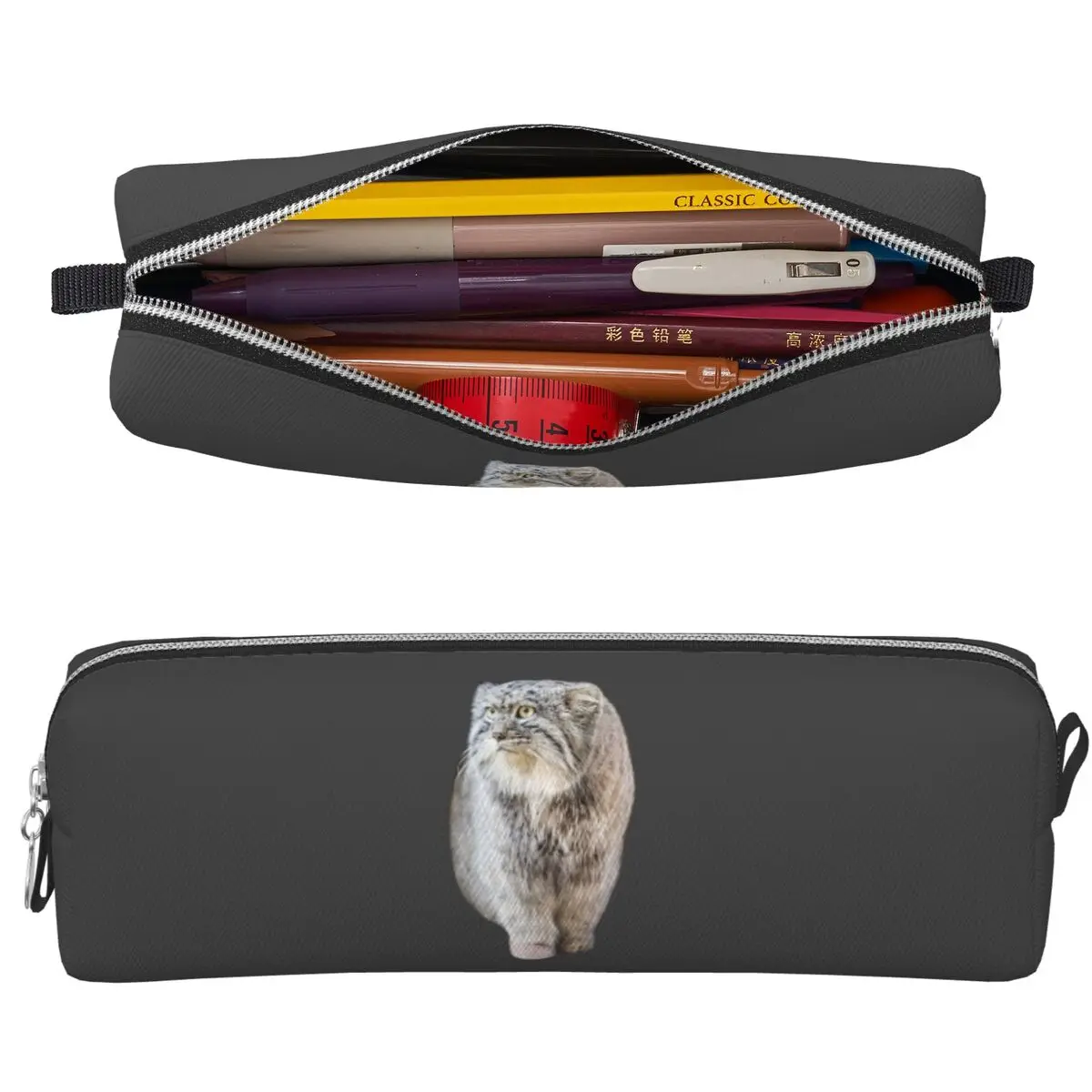 Round Pallas Cat Pencil Cases Large Storage Pen Bags Pen Box For Boys Girls Students Stationery Pencil Pouch Cosmetic bag