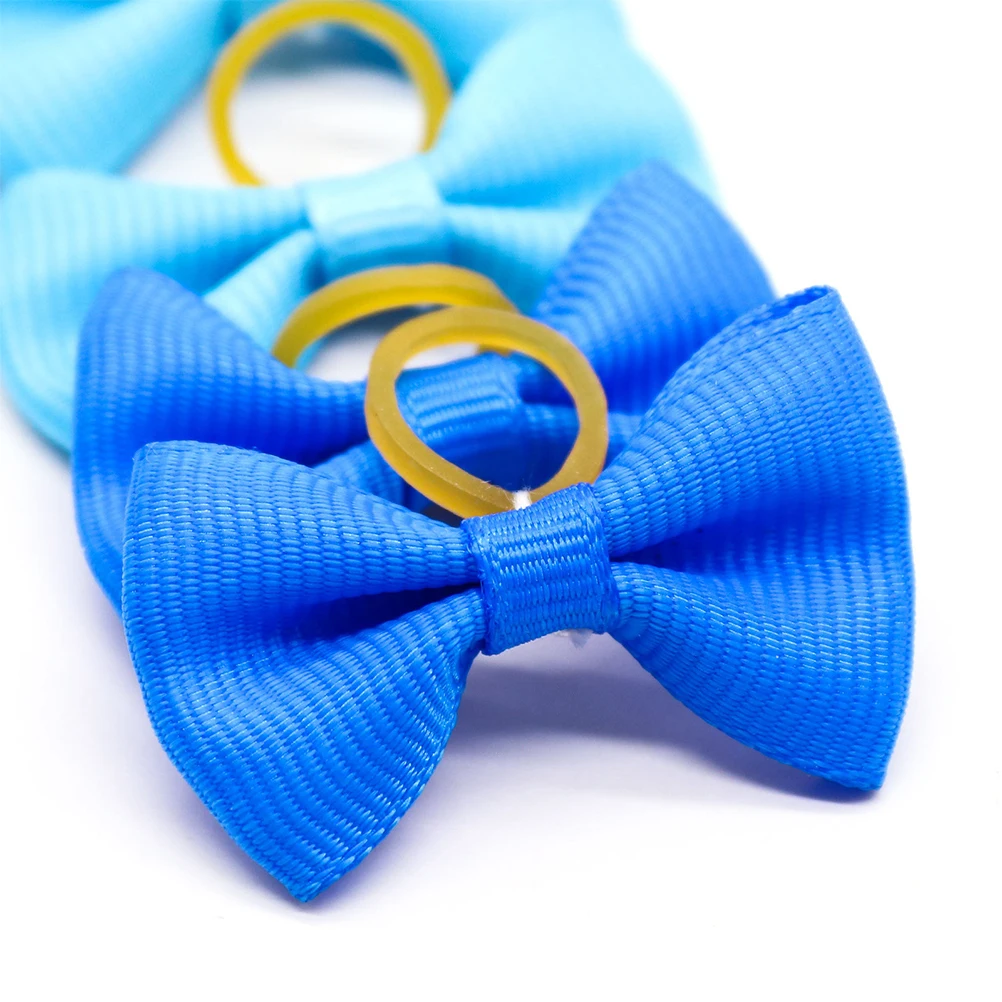 

50pcs Pet s Hair Tie Head Bows Small Size Puppy Bowties Macaron Dog Bows Color Dog Cat Accessories Mixed Colors
