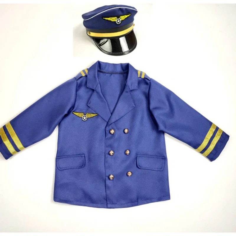 Children's Captain's Uniform Play Suit Pilot's Uniform Cosplay Halloween Costume