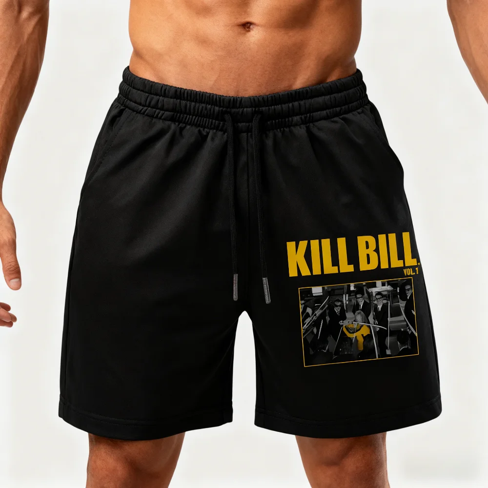 

Kill Bill No. 1 Printed Shorts Casual Pocket Drawstring Sports Shorts Men's All-Season Outdoor Fitness Sports Shorts
