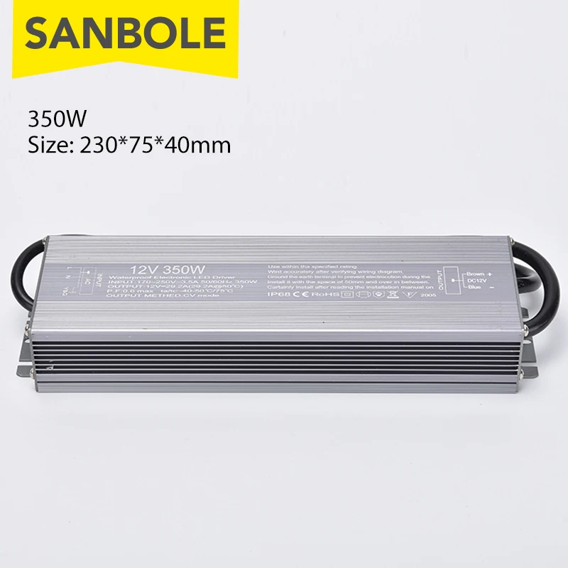 FS-300 F-350 Ultra Thin Switching Power Supply IP67 Waterproof 12V 24V 300W 350W Outdoor Light LED Driver Transformer