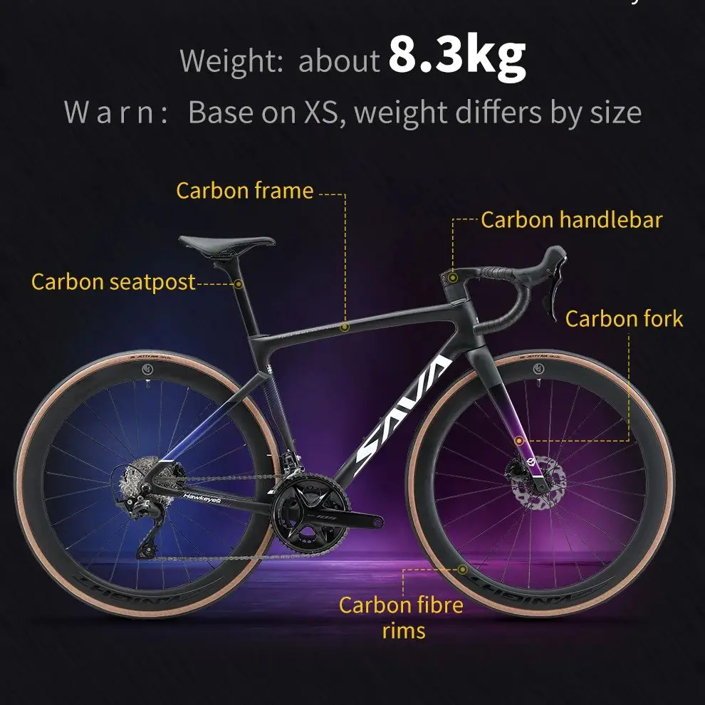 

SAVA R16-7120 Full Carbon Fiber Road Bike 24-Speed SHIMAN0 105 R7120 Race Bicycle CE UCI Approved