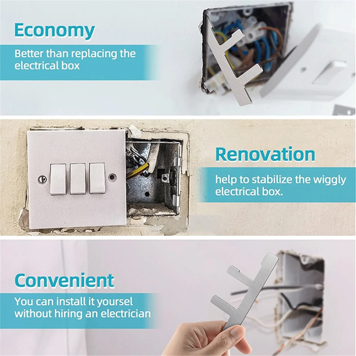 BAAQ 30Pack Switch Box Support Electrical Box F Clips Box Mounting Straps with Plaster Ears,Switch Box Straps and Support