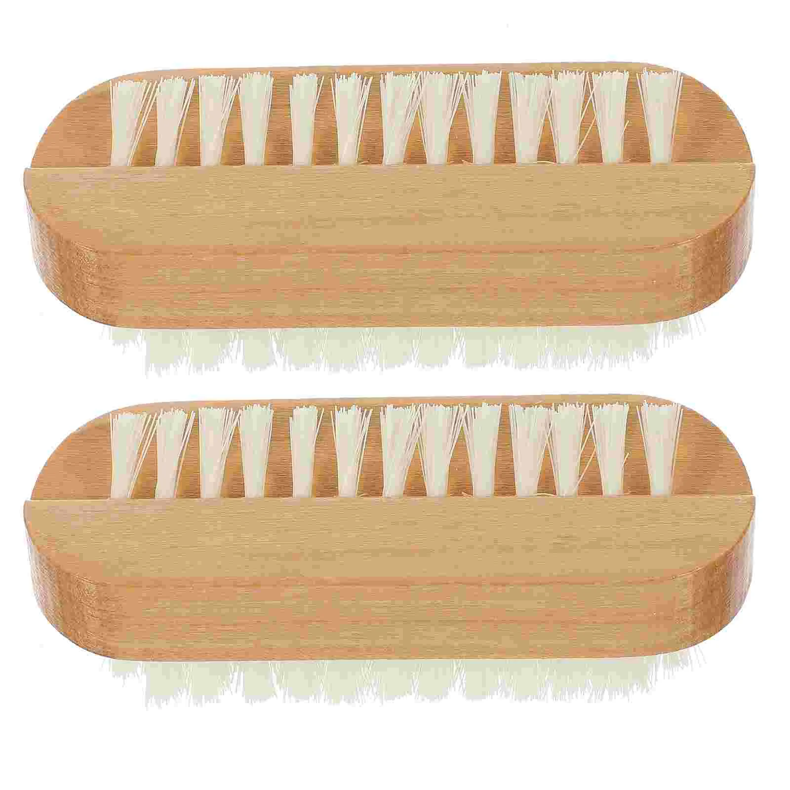 

2 Pcs Nail and Hand Brush Washing (white Pp Lotus Wood Oblique Brush) *2pcs Cleaner Brushes