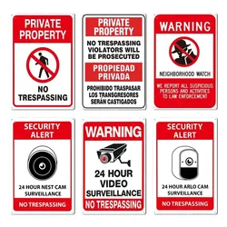 1pc No Trespassing No Entry Private Property Warning Signs Public Garage Workshop Wall Decor Vintage Metal Sign 8x12 inch