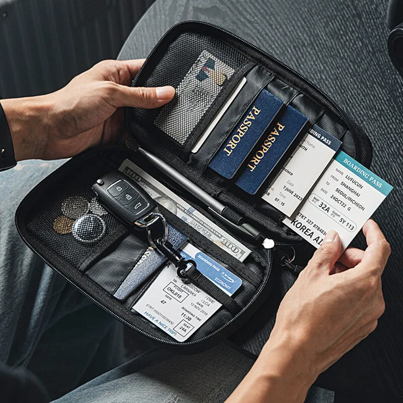 RFID Anti-Theft Passport Flight Ticket Holder Wallet ความจุขนาดใหญ่กระเป๋าเอกสารกระเป๋าเดินทางกระเป๋า Multi Functional Boarding Bag