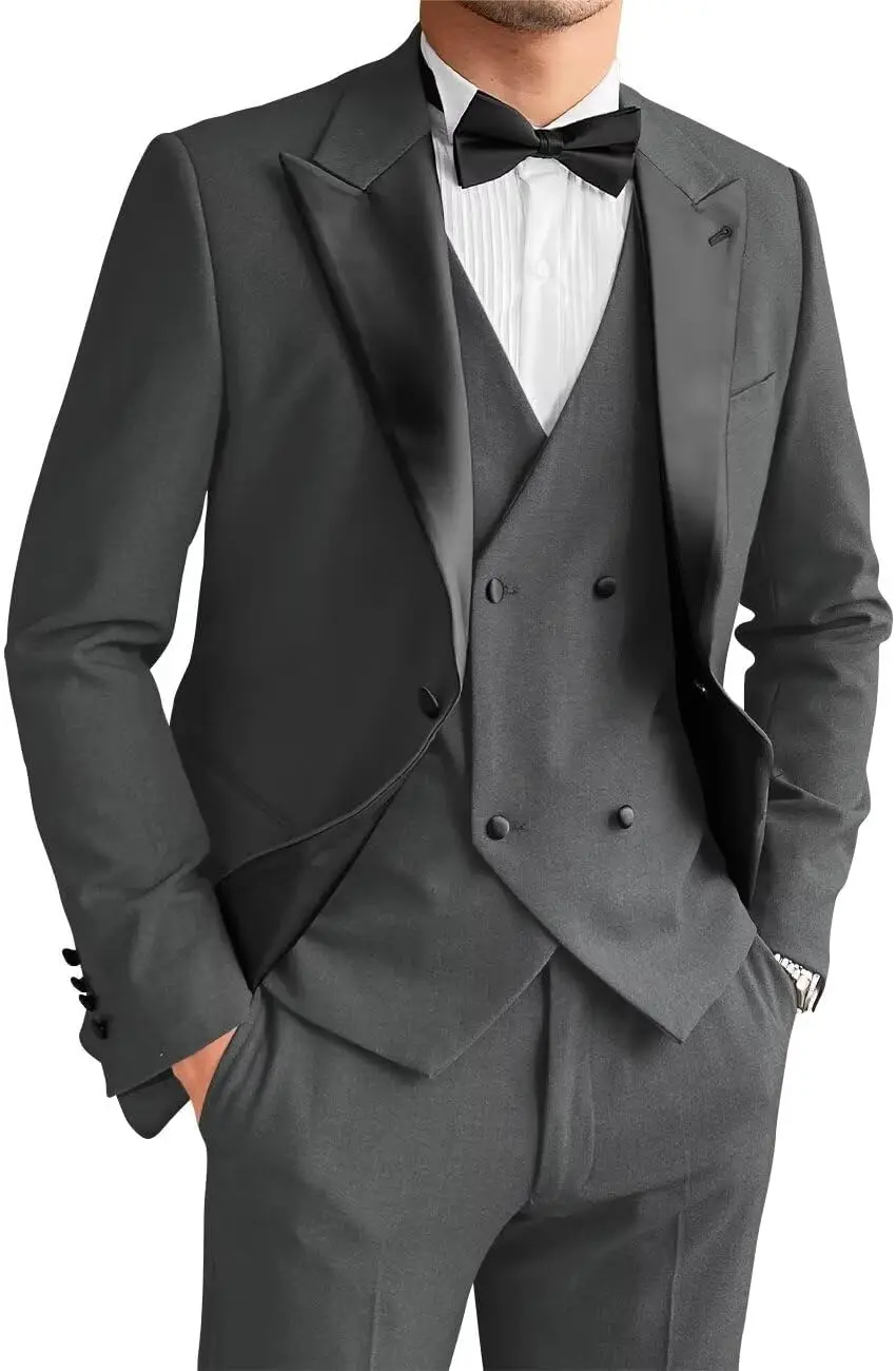 Men's Tuxedo Suit 3 Piece Slim Fit Suits Two Button Blazer Suits for Wedding Prom Party Dinner