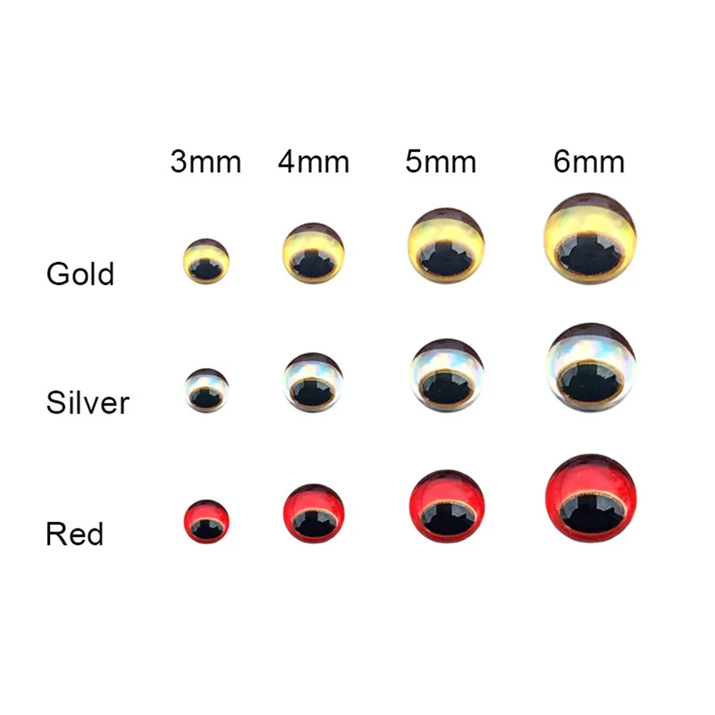 300pcs 3/4/5/6mm Snake Pupil Red 3D Holographic Fishing Lure Eyes Fly Tying DIY Fishing Gear Lure Eyes Accessories