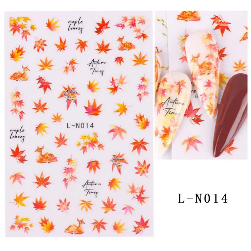 10/Nail Art Stickers Ins Autumn And Winter Maple Leaf Ginkgo Leaf Pumpkin Mushroom Hazelnut Adhesive Nail Stickers