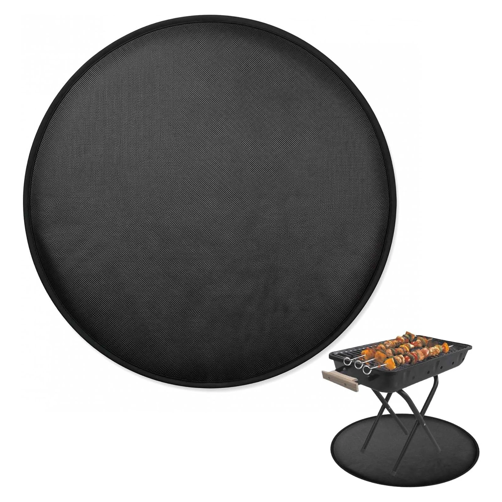 24 Inch BBQ Grill Mats 3-Layer Under Grill Pad Heat Insulated Fibreglass Silicone BBQ Mats for Decking Grass Patio Protector