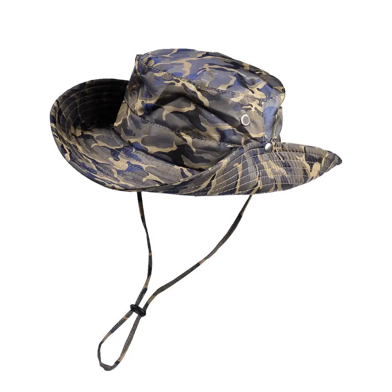 Cool Men Women Summer Wide Brim Camouflage Travel Sunscreen Fishing UV Outdoor Sport Climbing Cap Foldable Sun Fisherman Hat A17