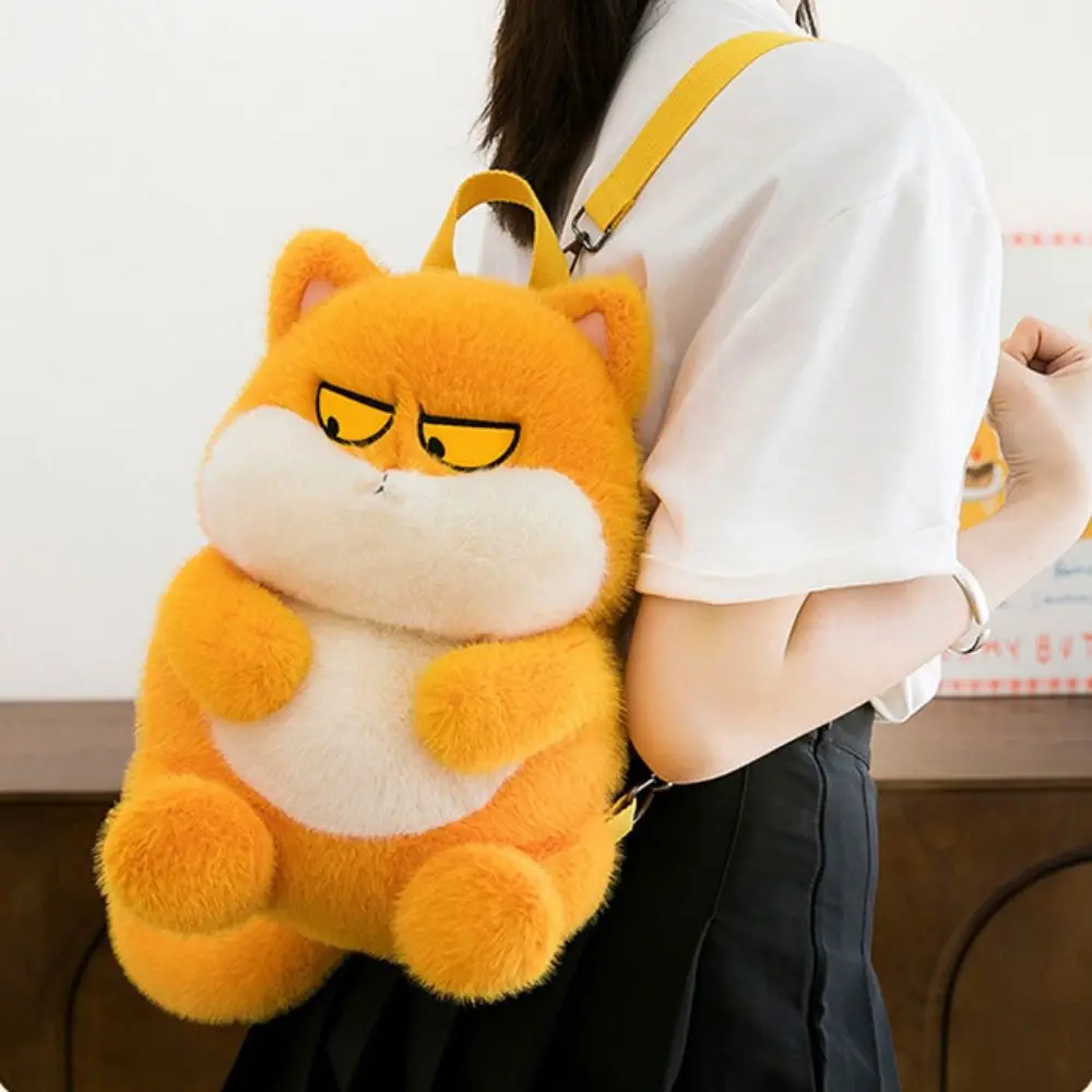 Portable Animals Cat Plush Backpack Plush Doll Phone Bag Little Cat Doll Shoulder Bag 35cm Cute Cartoon Plush Schoolbag Girls