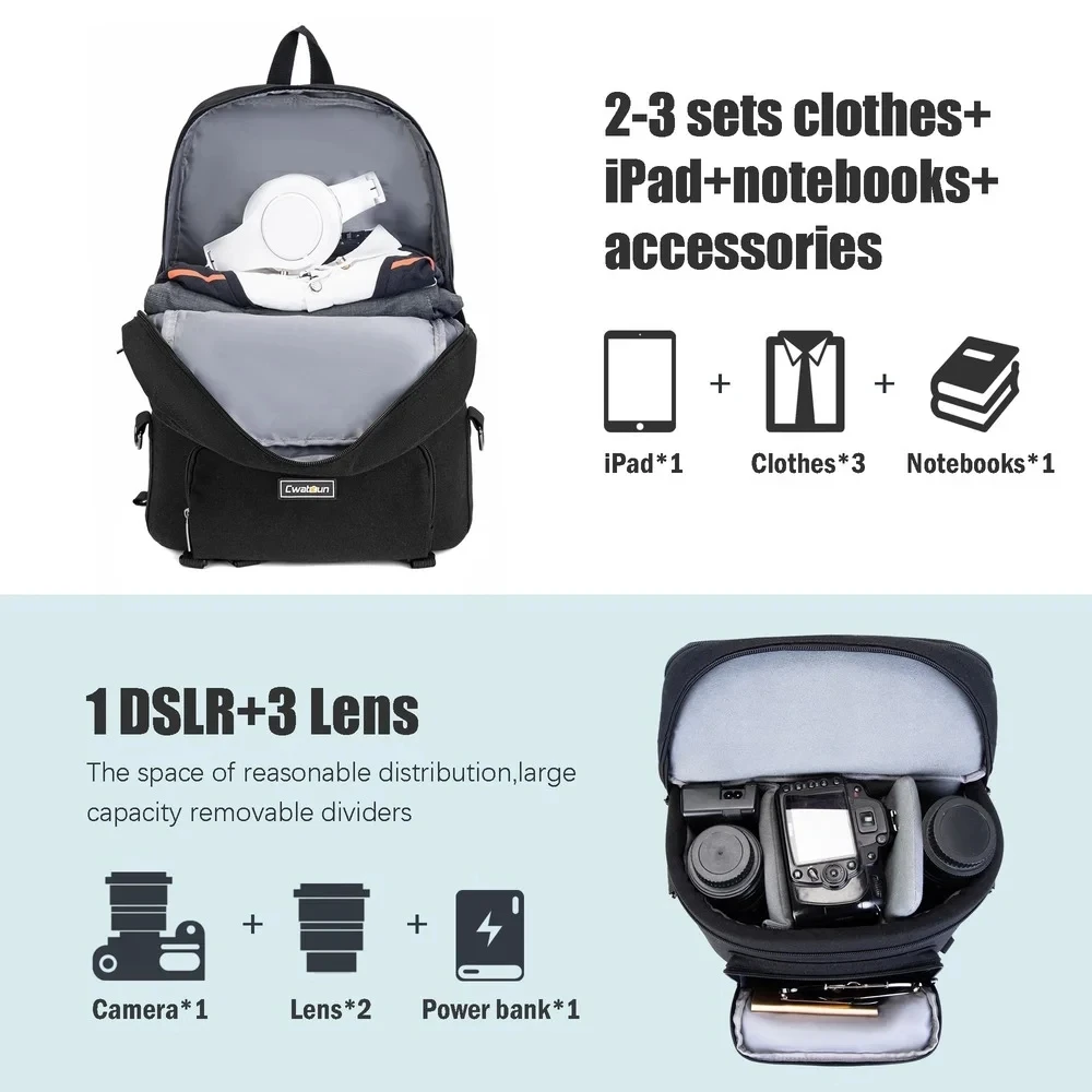 Professional DSLR Camera Backpack Detachable Shoulder Bag Case for Nikon Canon Sony Camera Lens Tripod Travel Photography Bags