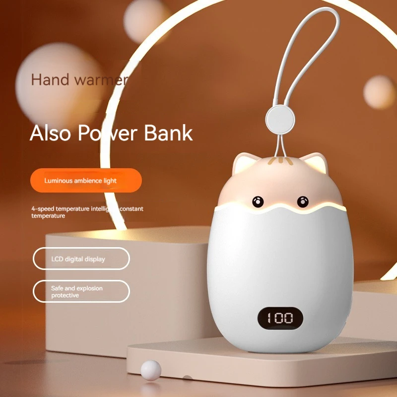 Cute Pet Cartoon Cat Silicone Charging Treasure Warm Hand Treasure USB 2-in-1 Mini Portable Warmer Self heating Hand Warmer