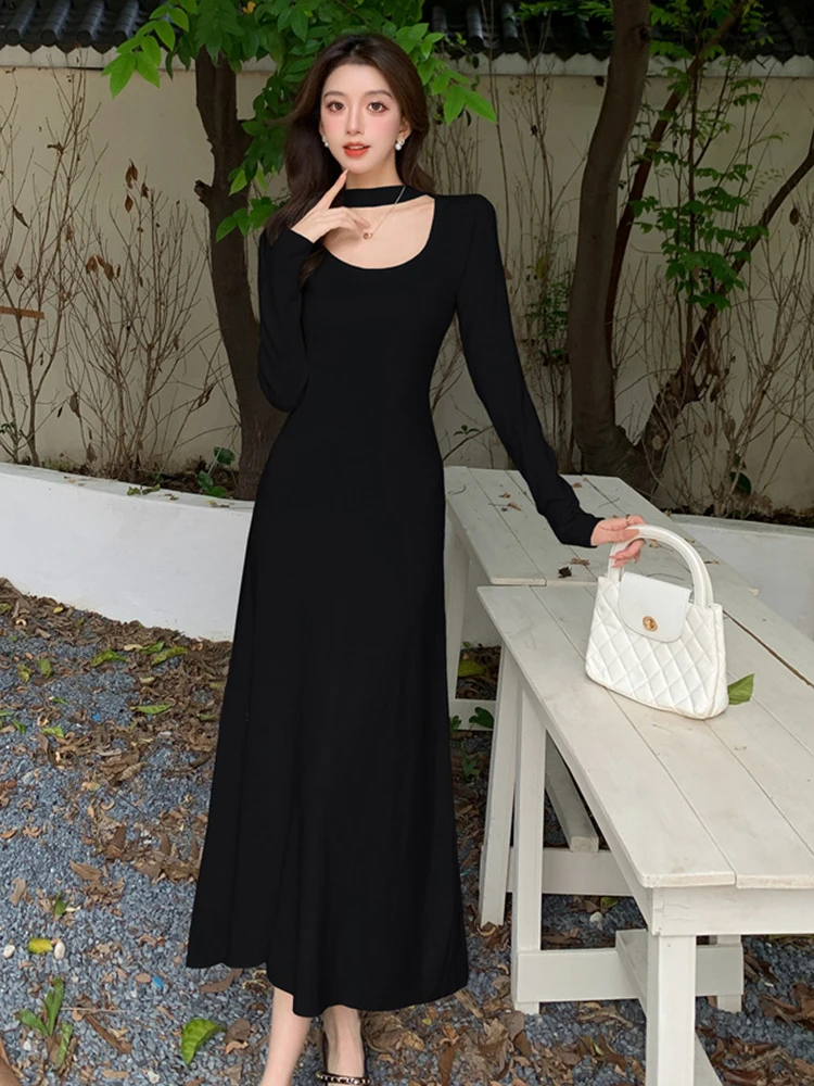 เดรสยาวทรงเข้ารูปสีขาวแบบผูกคอสำหรับผู้หญิง ดีไซน์เรียบหรู สวมใส่ได้ทุกวัน ลำลอง ออกงาน หรือไปทำงาน