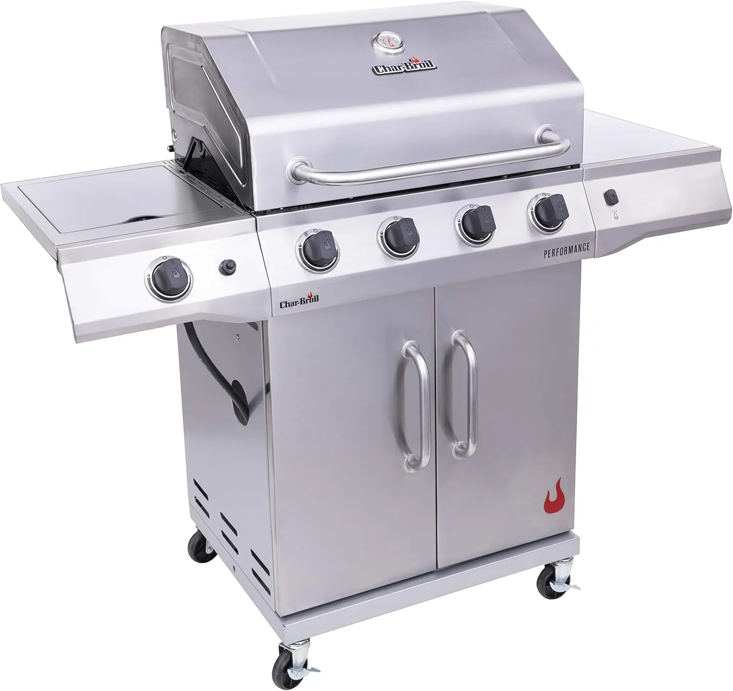 Charbroil Performance Series Convective 4-Burner with Side Burner Cabinet Propane Gas Grill, Stainless  bbq grill outdoor