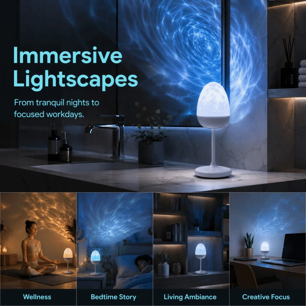 Water Wave Projection Bluetooth Speaker Multi-Function Ambient Lighting Projection Lamp Waveform Projection USB Powered