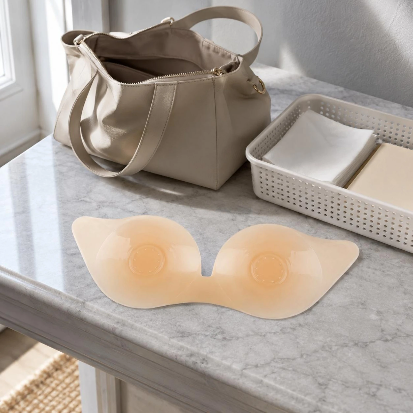 Winged Breast Pasties Silicone Self-Adhesive Pasties Strapless Breast Covers Beige Nipple Cover Seamless - view 5