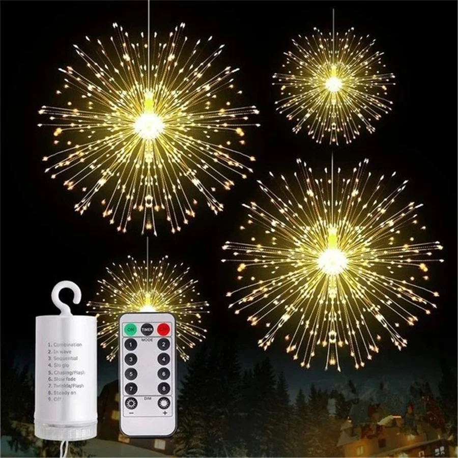 

200LED Christmas Garland Fairy Lights Outdoor Waterproof 8 Modes Firework String Light for Party Wedding Garden Street Decor