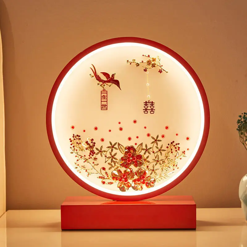 

New Chinese wedding desk lamp, everbright lamp, gift-giving warm, fashionable and smart, dowry happy, bedroom bedside smart