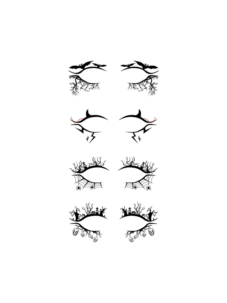 1/2/3/4/5/20PCS Set Halloween Eye Makeup Stickers Temporary Tattoos Sticker for Women Halloween Party Bat Spider Face Waterproof