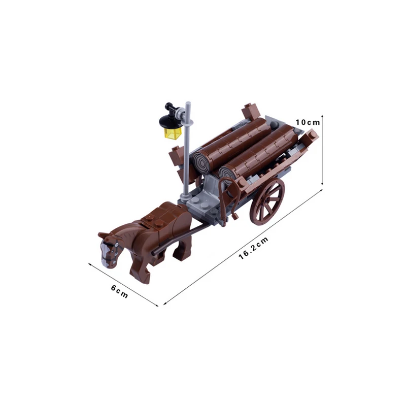 MOC Medieval Building Blocks Solider Chariot Figures Accessories Carriage Farm Garden Transport Set Animals Mini Bricks Gifts
