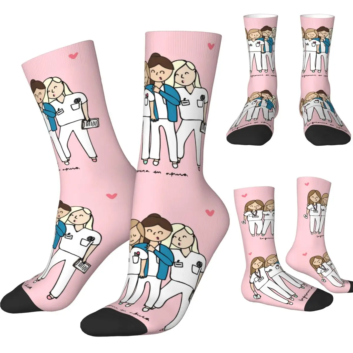 Autumn Winter Harajuku Unisex Socks Enfermera En Apuros Doctor Nurse Medical Medicine Health Sweat Absorbing Football Socks