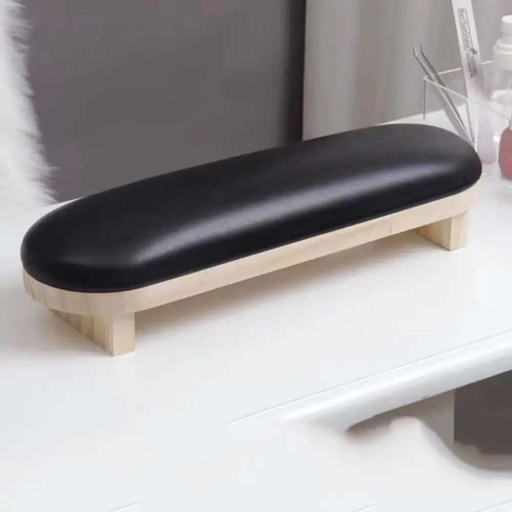 

Non-slip Manicure Hand Pillow Wood Stand PU Leather Nail Art Hand Cushion Detachable Easy To Clean Manicure Table Mat Nail Salon