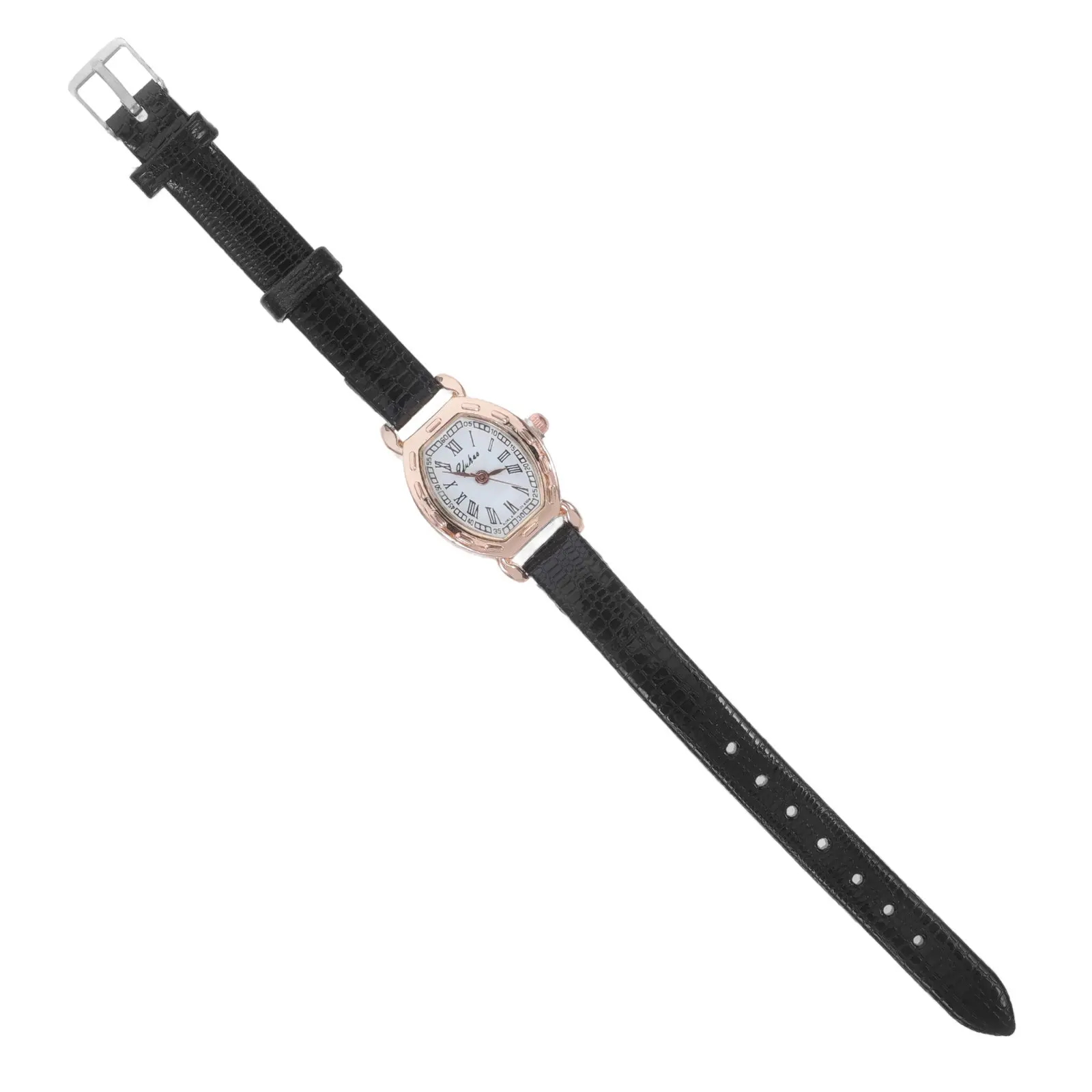 Retro Lady Quartz Watch Elegant Rectangular Dial Adjustable Strap Fashionable Watch for Women Daily Work School