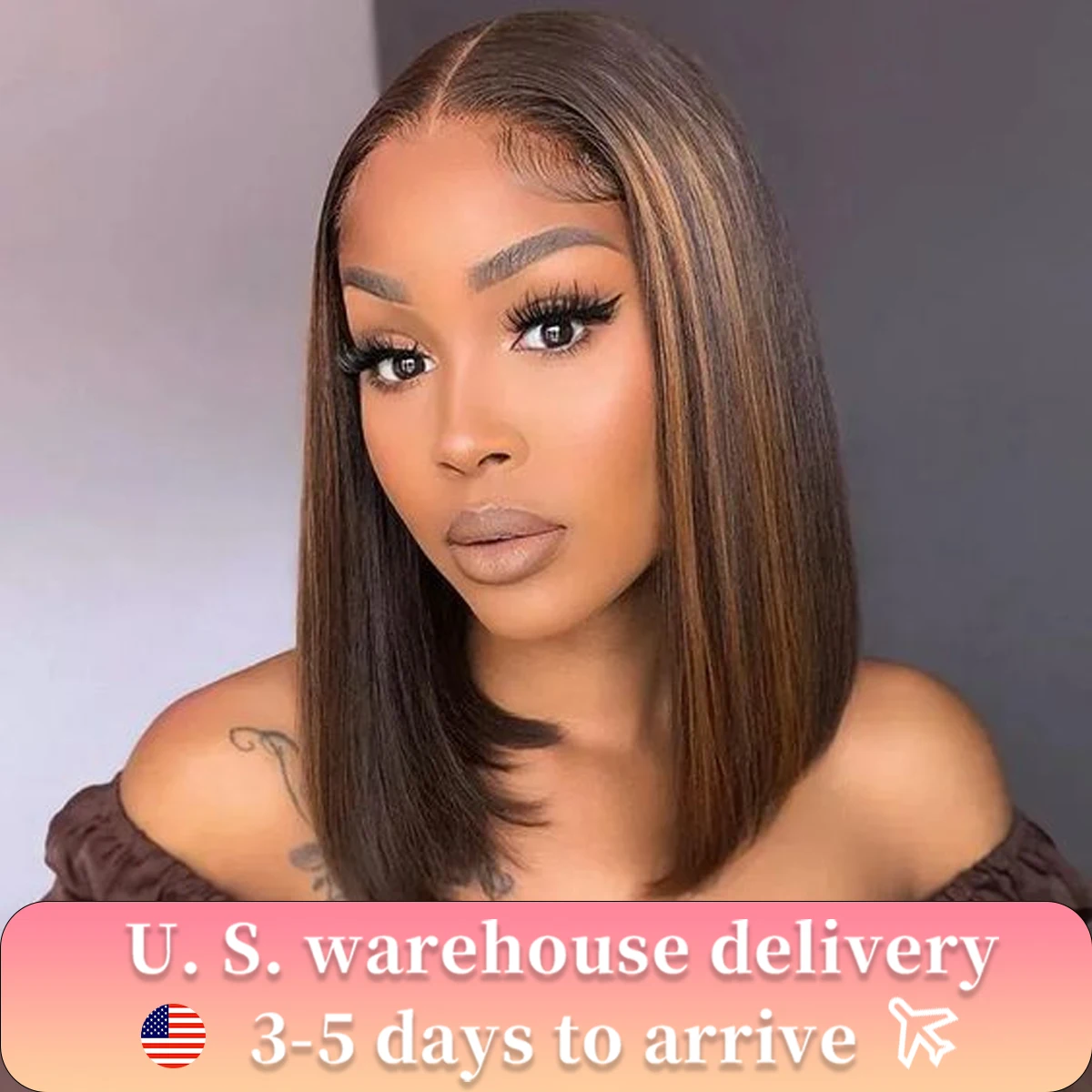 

Peruvian Highlight P4/27 Bob Lace Front Wigs 100% Human Hair Wigs Bob Lace Wigs For Women Ombre Blonde Straight Lace Closure Wig