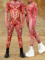 Men Women Couples Lover Fire Magician Cosplay Jumpsuit Halloween Burning Desire Print Zentai Suit Holiday Party Morphsuit Rave
