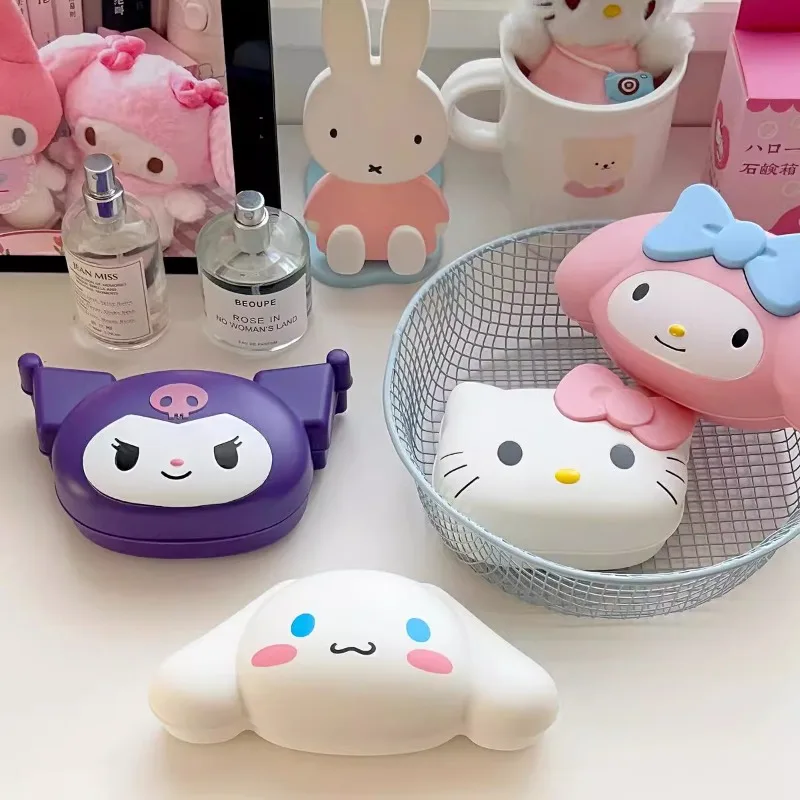 Urocze mydło Anime Miniso Sanrios My Melody Hello Kitty's Pudełko na mydło do domu Łazienka Kuchnia Mydło do przechowywania Pojemnik na mydło Prezenty świąteczne