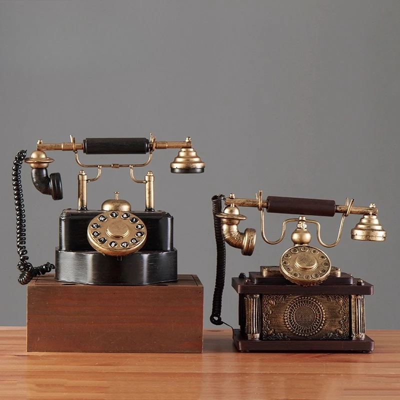 ‌ Réplique de téléphone antique, décor de bureau en métal patiné, art de table fabriqué à la main, décor pub vintage, style