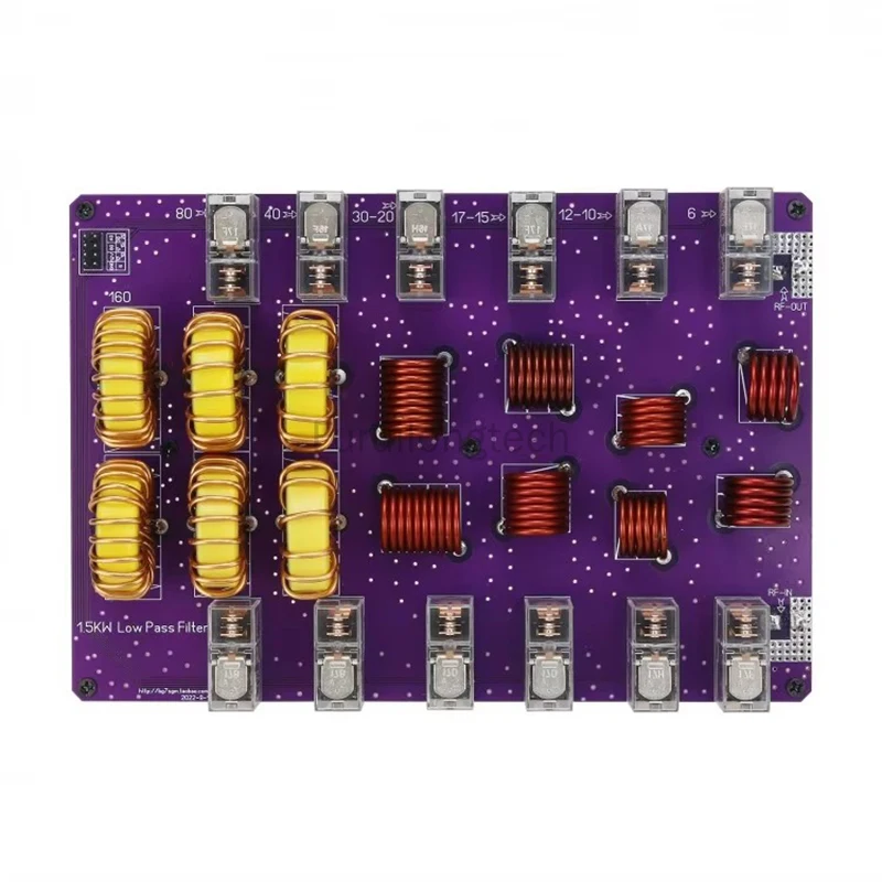 1.8-54MHz Low Pass Filter Board 10-Band 1500W 50ohm Supports SSB Continuous Wave Frequency Adjustment