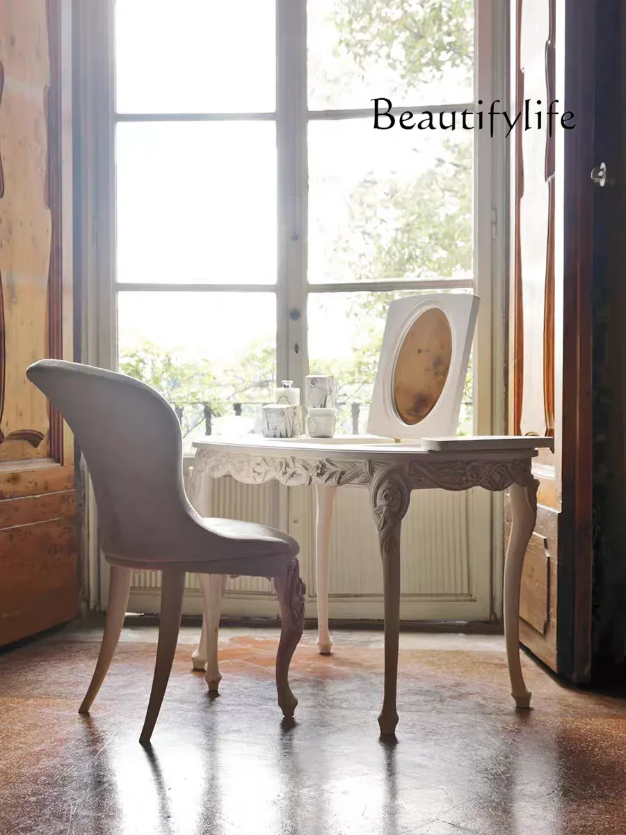 Xx French Retro Dresser, Flip Makeup Table, Oval Multi-functional Dresser, Storage And Writing Integrated