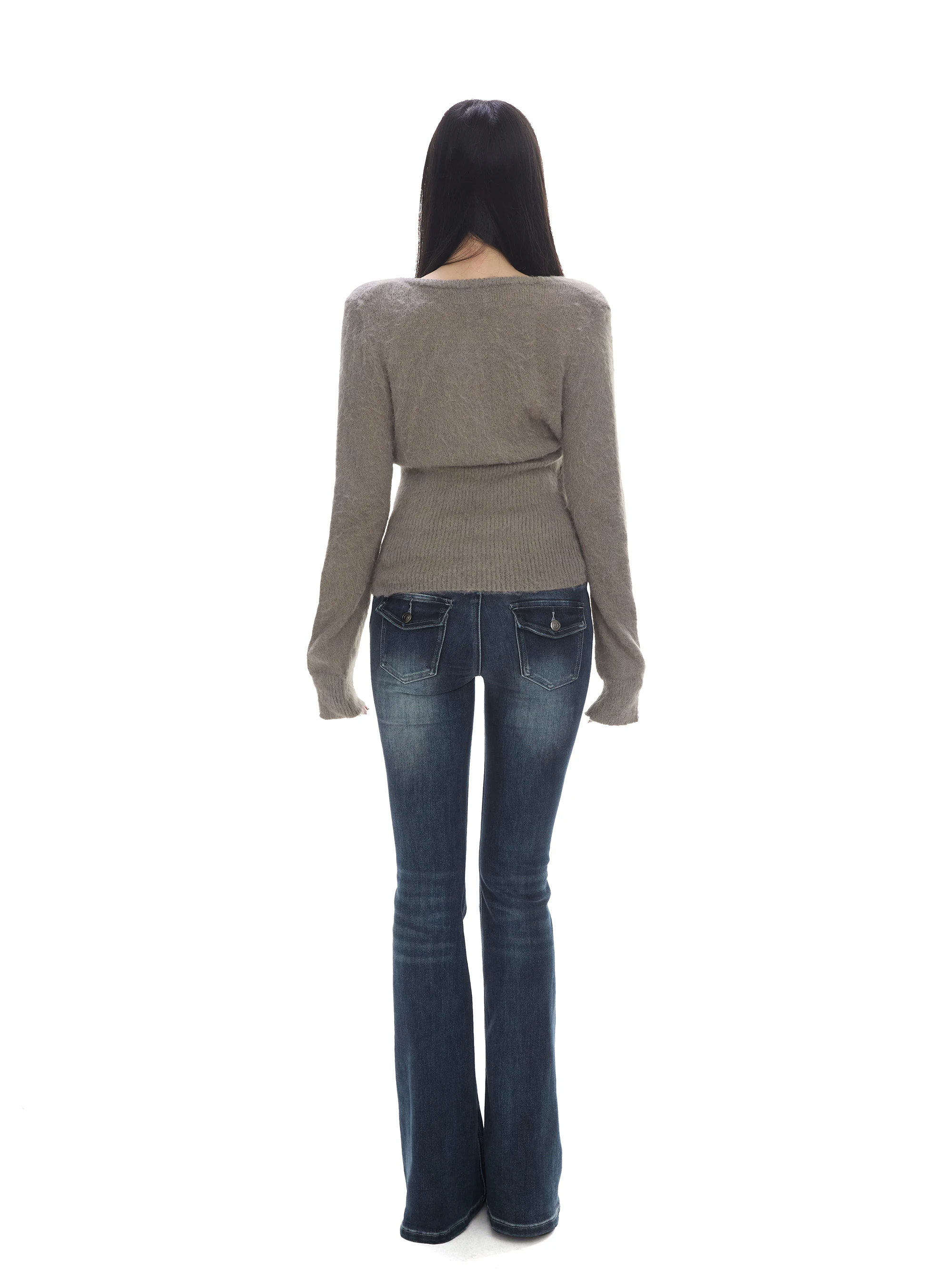 

Женский трикотажный свитер Slim Fit с V-образным вырезом и длинными рукавами, осенне-зимний, модный, повседневный, комфортный, теплый, высококачественный вязаный топ