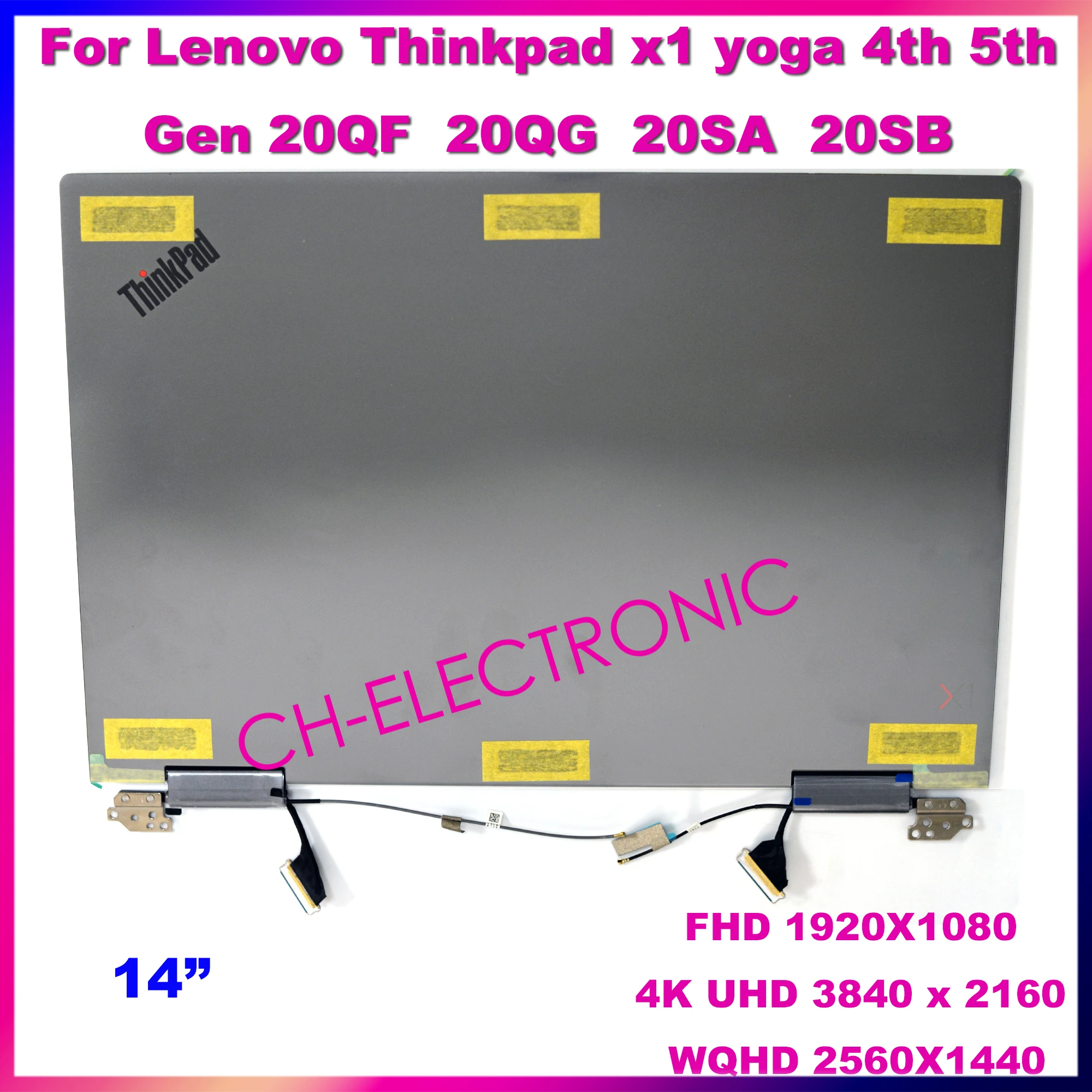 

For Lenovo X1 Yoga 4th Gen 20QF 20QG 20SA 20SB Laptop LED Touch Screen Digitizer Full Assembly With Hings 5M10V25012