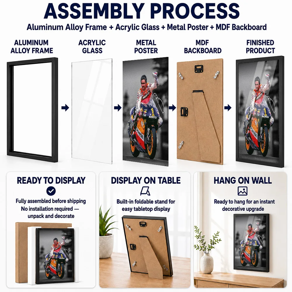 Mick Doohan MotoGP Racer Framed Aluminum Metal Poster Customized Photo Bold Rider Style Wall Art For Garage Memorable Fan Gift