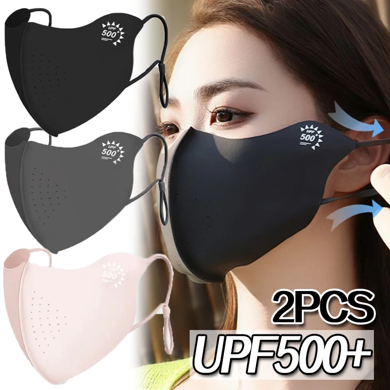 قناع وجه للأشعة فوق البنفسجية قابل للتعديل وقابل لإعادة الاستخدام للحماية من الشمس، غطاء وجه من الحرير الجليدي قابل للتنفس لقناع ركوب الخيل الرياضي في الهواء الطلق #2