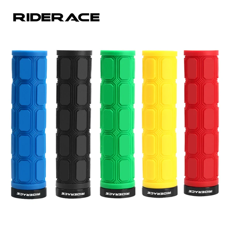 RIDERACE Mountain Bike Handlebar Grips Lock on MTB Bicycle Handle Bar Cover Rubber Shockproof Non-Slip Ergonomic Cycling Grips